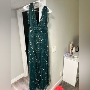 Baltic Born Green Maxi Dress with Gold Star Accents